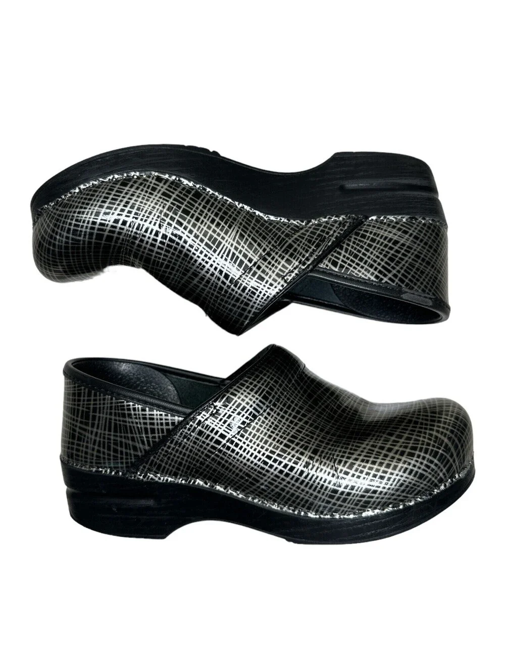 DANSKO Professional Clogs Crisscross Cross Hatch Patent Leather 38/ US 7.5-8